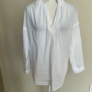 A Shirt Thing white Penelope Cabo Blouse  sm high ruffle collar